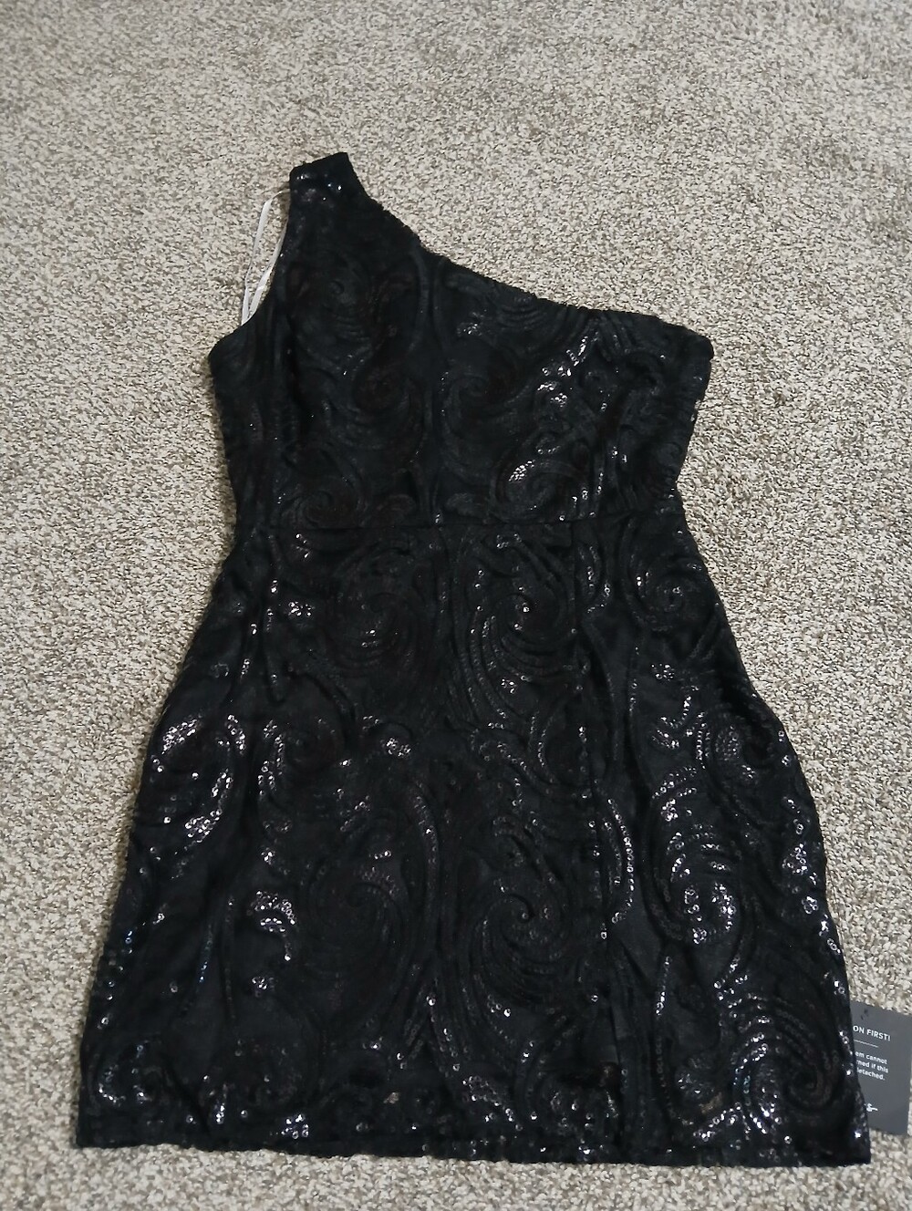 Lulu's Black One-Shoulder Sequin Mini Dress - Picture 2 of 16